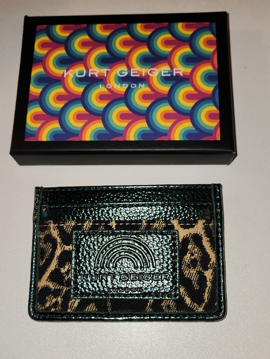 Kurt Geiger Accessories - Kurt Geiger Metallic Green Leather & Leopard Cardholder